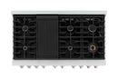ZLINE 2-Piece Appliance Package - 48-inch Gas Range in Stainless and White Matte Door, and Convertible Vent Range Hood (2KP-SGRWMRH48)