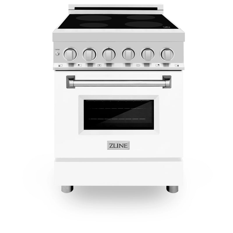 ZLINE 24-Inch 2.8 cu. ft. Induction Range with a 3 Element Stove and Electric Oven in White Matte (RAIND-WM-24)