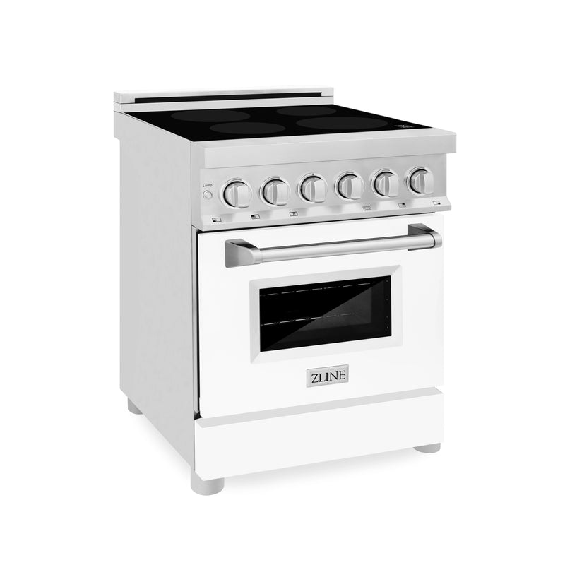 ZLINE 24-Inch 2.8 cu. ft. Induction Range with a 3 Element Stove and Electric Oven in White Matte (RAIND-WM-24)