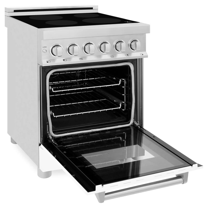 ZLINE 24-Inch 2.8 cu. ft. Induction Range with a 3 Element Stove and Electric Oven in White Matte (RAIND-WM-24)