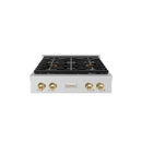 ZLINE Autograph Edition 30-Inch Paramount Gas Rangetop with 4 Burner DuoPro™ Cooktop in Stainless Steel and Champagne Bronze Accents (PSRTZ-30-CB)