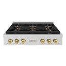 ZLINE Autograph Edition 36-Inch Paramount Gas Rangetop with 6 Burner DuoPro™ Cooktop in Stainless Steel and Champagne Bronze Accents (PSRTZ-36-CB)