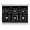 ZLINE Autograph Edition 36-Inch Paramount Gas Rangetop with 6 Burner DuoPro™ Cooktop in Stainless Steel and Champagne Bronze Accents (PSRTZ-36-CB)