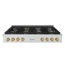 ZLINE Autograph Edition 48-Inch Paramount Gas Rangetop with 8 Burner DuoPro™ Cooktop in Stainless Steel and Champagne Bronze Accents (PSRTZ-48-CB)