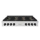ZLINE Autograph Edition 48-Inch Paramount Gas Rangetop with 8 Burner DuoPro™ Cooktop in Stainless Steel and Matte Black Accents (PSRTZ-48-MB)