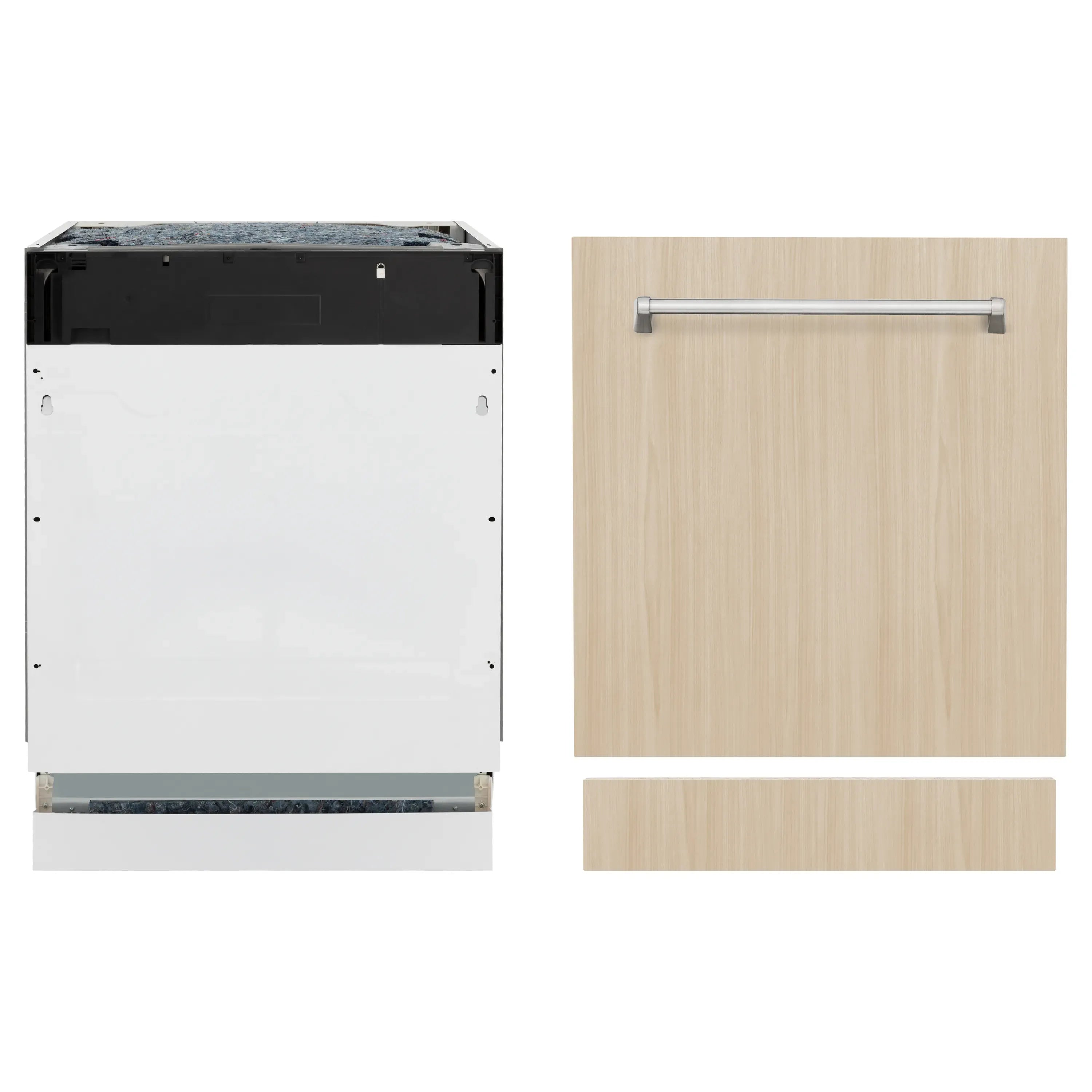 Panel-ready dishwasher with included custom panel mounting hardware and cover