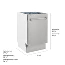 Dishwasher size diagram with minimum and maximum height measurements