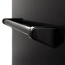 Black stainless dishwasher handle on front panel