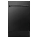 ZLINE dishwasher front panel in black stainless steel with top handle