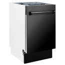 Black stainless steel top-control dishwasher front, tall built-in design.