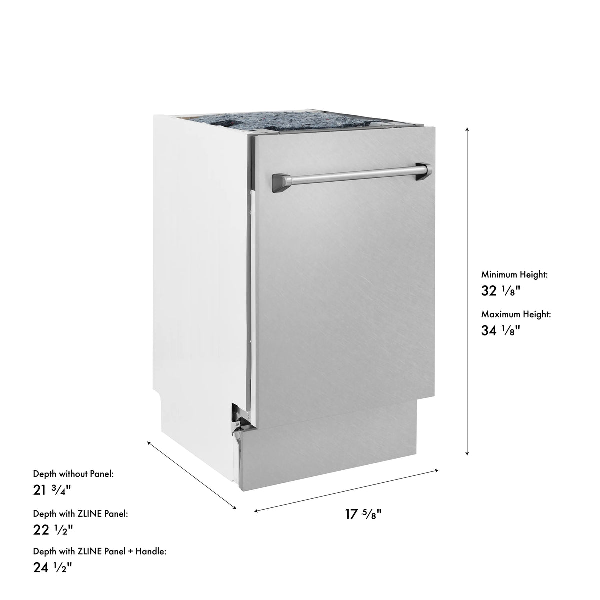 Satin stainless steel top-control dishwasher with handle on front panel