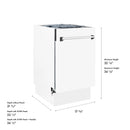 ZLINE 18-Inch Tallac Series 3rd Rack Top Control Dishwasher in White Matte with Stainless Steel Tub, 51dBa (DWV-WM-18)