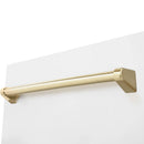 White dishwasher front with polished gold handle