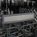 Stainless steel dishwasher control panel with ZLINE logo