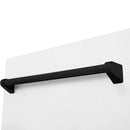 White dishwasher door with matte black top handle, close-up