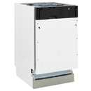 Panel-ready dishwasher door with white front panel and exposed mounting frame