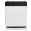 Built-in tall dishwasher with open top and clean white tub interior