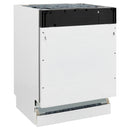 Built-in dishwasher front housing in white, panel-ready design.