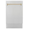 ZLINE Autograph Edition 18-Inch Compact 3rd Rack Top Control Dishwasher in Stainless Steel with Champagne Bronze Handle, 51dBa (DWVZ-304-18-CB)