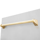 Top-control dishwasher door with polished gold handle on stainless front