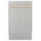 ZLINE Autograph Edition 18-Inch Compact 3rd Rack Top Control Dishwasher in Stainless Steel with Gold Handle, 51dBa (DWVZ-304-18-G)