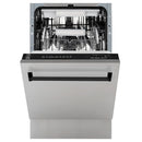 ZLINE compact dishwasher with front open tub and top control panel across the door
