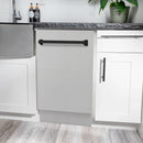 ZLINE compact countertop dishwasher with matte black handle and stainless door front