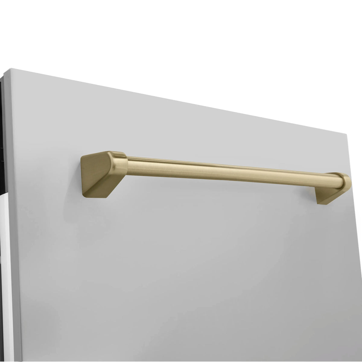 Dishwasher door handle in champagne bronze with squared end mount