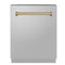 ZLINE Autograph Edition 24-Inch 3rd Rack Top Control Tall Tub Dishwasher in Stainless Steel with Champagne Bronze Handle, 51dBa (DWVZ-304-24-CB)