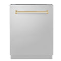 ZLINE Autograph Edition 24-Inch 3rd Rack Top Control Tall Tub Dishwasher in Stainless Steel with Gold Handle, 51dBa (DWVZ-304-24-G)