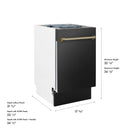 Black stainless steel tall tub dishwasher with champagne bronze bar handle