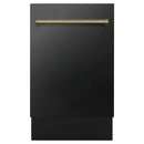Black stainless steel tall tub dishwasher door with champagne bronze handle