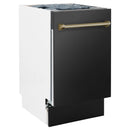 Black stainless steel dishwasher front with champagne bronze bar handle