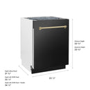 ZLINE Autograph Edition 24-Inch Tall Tub Dishwasher in Black Stainless Steel with Champagne Bronze Handle (DWVZ-BS-24-CB)
