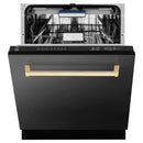 ZLINE Autograph Edition 24-Inch Tall Tub Dishwasher in Black Stainless Steel with Champagne Bronze Handle (DWVZ-BS-24-CB)
