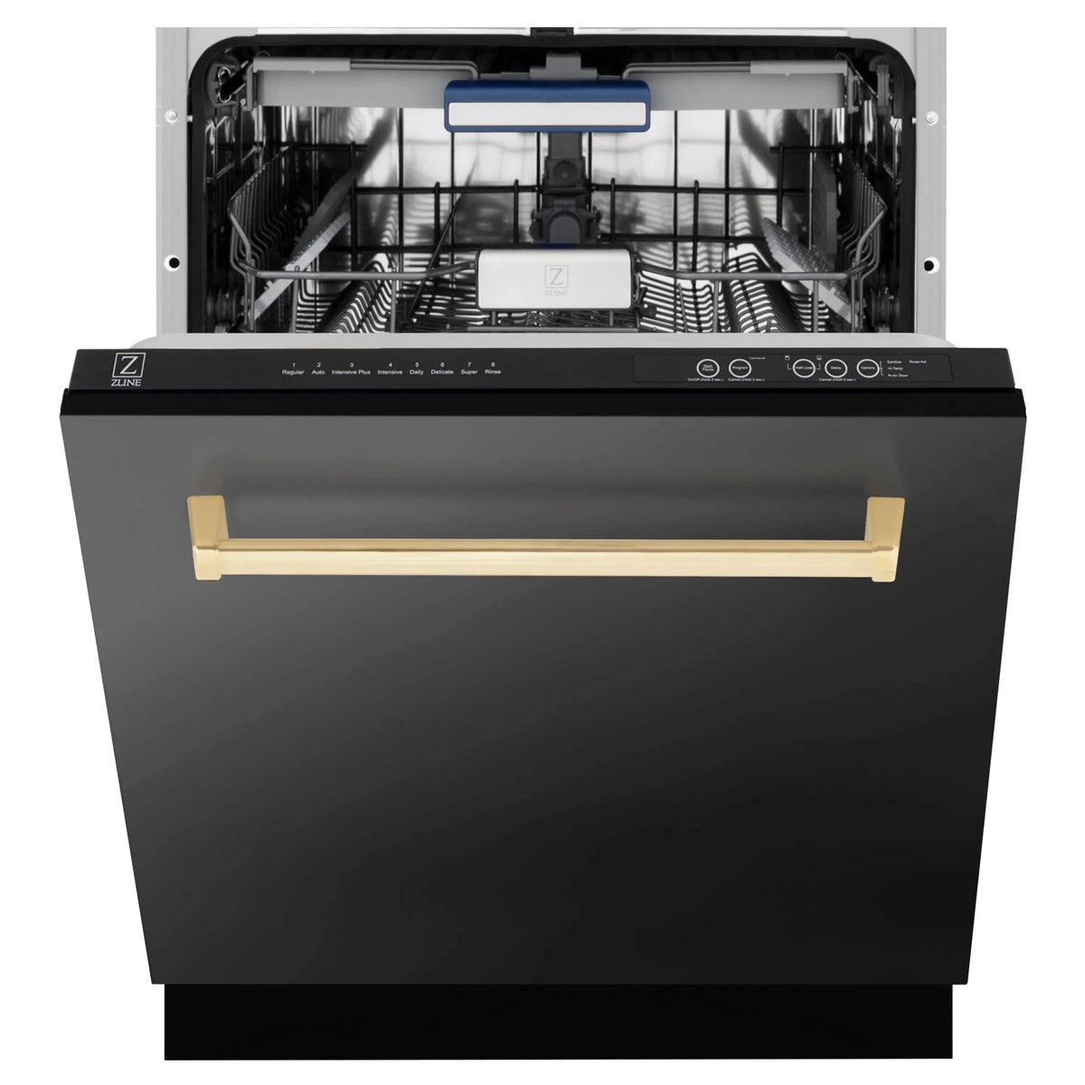 ZLINE Autograph Edition 24-Inch Tall Tub Dishwasher in Black Stainless Steel with Champagne Bronze Handle (DWVZ-BS-24-CB)