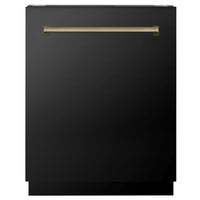 ZLINE Autograph Edition 24-Inch Tall Tub Dishwasher in Black Stainless Steel with Champagne Bronze Handle (DWVZ-BS-24-CB)
