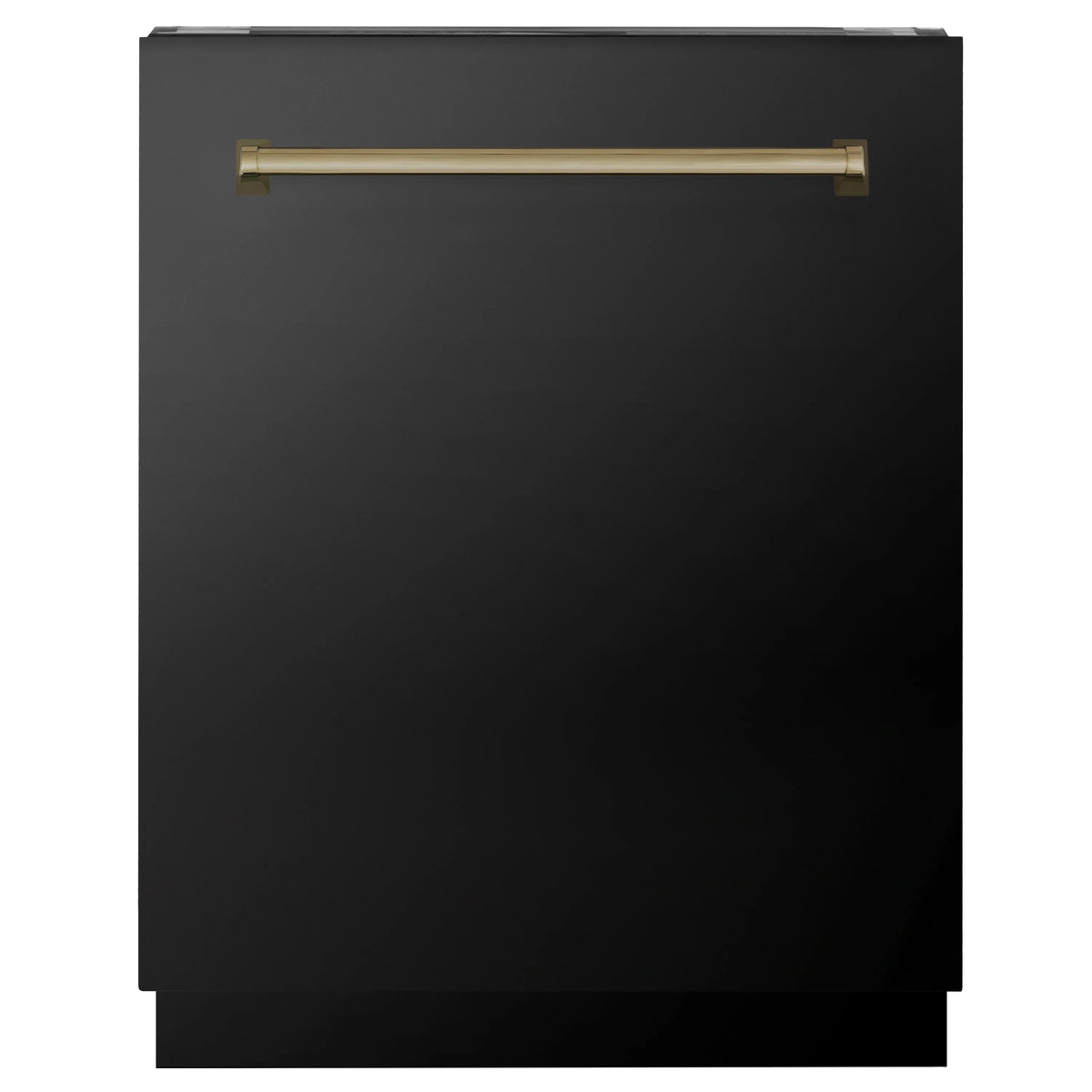 ZLINE Autograph Edition 4-Piece Appliance Package - 36-Inch Gas Range, Refrigerator with Water Dispenser, Wall Mounted Range Hood, & 24-Inch Tall Tub Dishwasher in Black Stainless Steel with Champagne Bronze Trim (4KAPR-SGRBRHDWV36-CB)