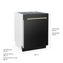 ZLINE Autograph Edition 24-Inch Tall Tub Dishwasher in Black Stainless Steel with Gold Handle (DWVZ-BS-24-G)