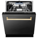ZLINE Autograph Edition 24-Inch Tall Tub Dishwasher in Black Stainless Steel with Gold Handle (DWVZ-BS-24-G)