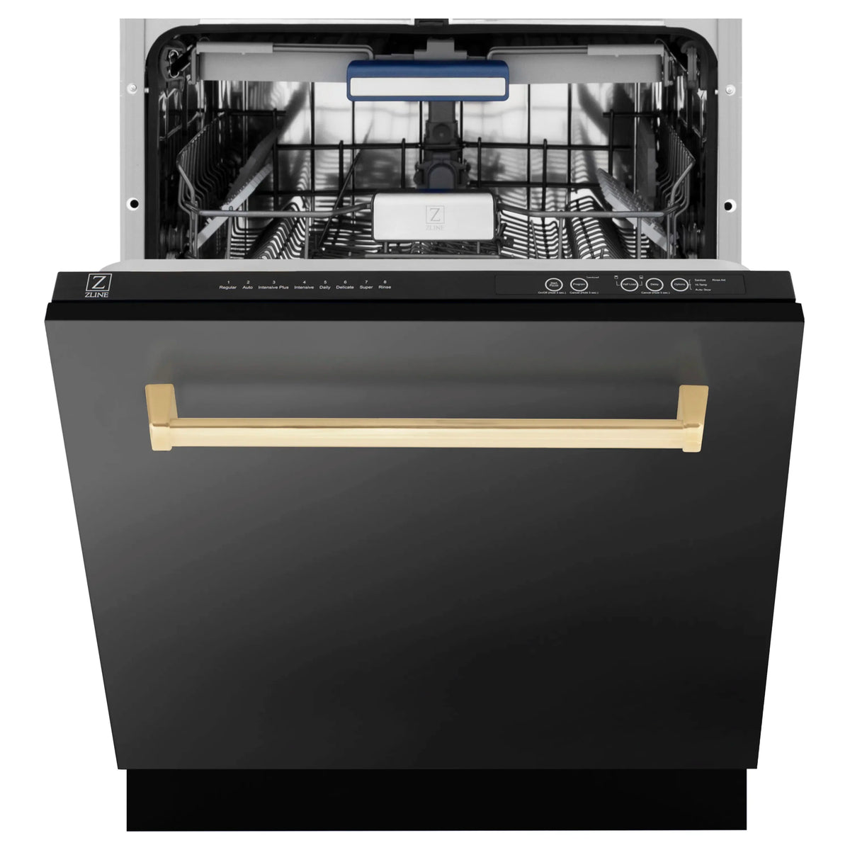 ZLINE Autograph Edition 24-Inch Tall Tub Dishwasher in Black Stainless Steel with Gold Handle (DWVZ-BS-24-G)