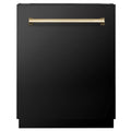 ZLINE Autograph Edition 24-Inch Tall Tub Dishwasher in Black Stainless Steel with Gold Handle (DWVZ-BS-24-G)