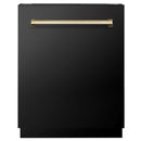 ZLINE Autograph Edition 24-Inch Tall Tub Dishwasher in Black Stainless Steel with Gold Handle (DWVZ-BS-24-G)
