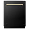 ZLINE Autograph Edition 24-Inch Tall Tub Dishwasher in Black Stainless Steel with Gold Handle (DWVZ-BS-24-G)