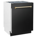 ZLINE Autograph Edition 24-Inch Tall Tub Dishwasher in Black Stainless Steel with Gold Handle (DWVZ-BS-24-G)