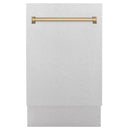 Dishwasher front panel with champagne bronze pull handle