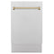ZLINE Autograph Edition 18-Inch Compact 3rd Rack Top Control Dishwasher in Satin Stainless Steel with Champagne Bronze Handle, 51dBa (DWVZ-SN-18-CB)
