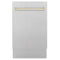 ZLINE Autograph Edition 18-Inch Compact 3rd Rack Top Control Dishwasher in Satin Stainless Steel with Gold Handle, 51dBa (DWVZ-SN-18-G)