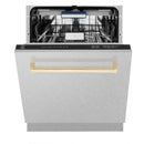 ZLINE Autograph Edition 24-Inch 3rd Rack Top Control Tall Tub Dishwasher in Satin Stainless Steel with Gold Handle, 51dBa (DWVZ-SN-24-G)