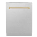 ZLINE Autograph Edition 24-Inch 3rd Rack Top Control Tall Tub Dishwasher in Satin Stainless Steel with Gold Handle, 51dBa (DWVZ-SN-24-G)